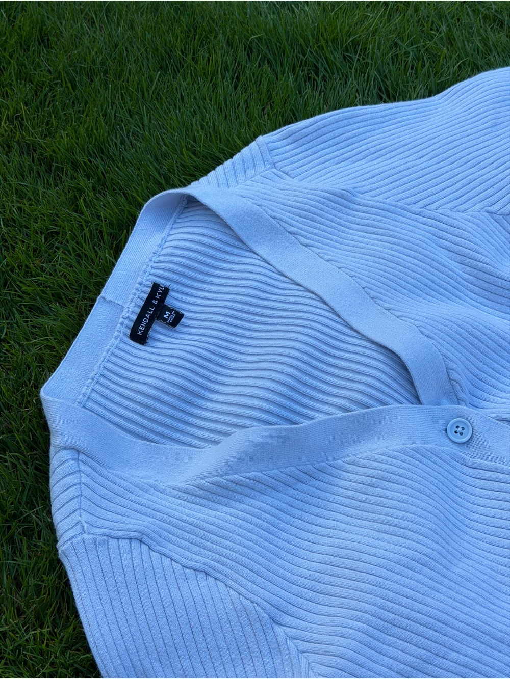 Baby Blue Ribbed Button Cardigan - Picture 2 of 4